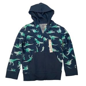Boys Jumping Beans Dinosaur Fleece Zip Hoodie Dinos with T-Rex print and pockets